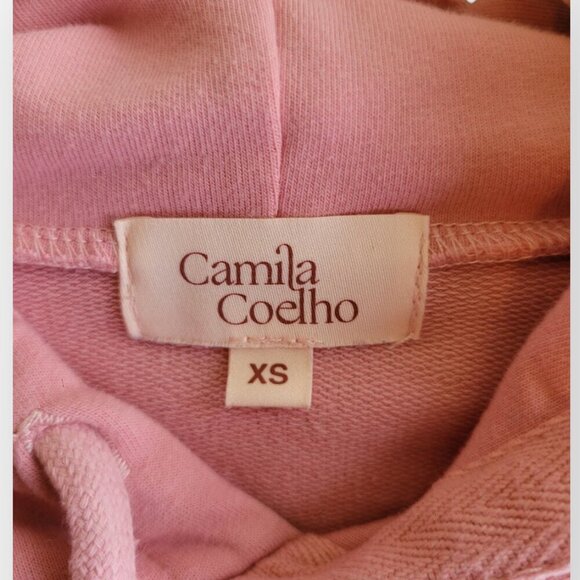 Camila Coelho Laurell Cropped Drawstring Hoodie Y2K Sweater in Mauve Size XS - Picture 4 of 7
